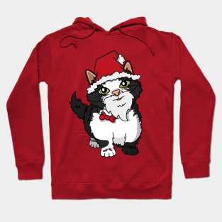 Santa Kitten, tuxedo cat dressed as Santa Claus. Hoodie